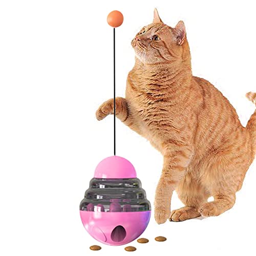 Vjeybv Leckerli-Spender-Katzenspielzeug – interaktiver Leckerli-Ball für langsames Füttern, Leckerli-Ball, Katzenfutterspielzeug, verstellbarer Leckerli-Ball, Katzen-Puzzle-Futterspender von Vjeybv