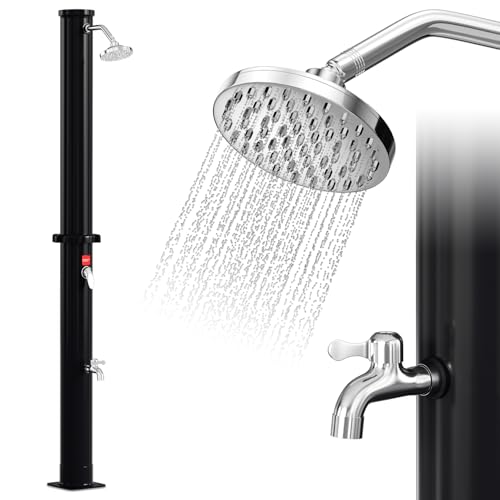 Vkechh 20L Solardusche | Einstellbar Regenduschkopf | Wasserhahn | Max. 60℃ | Ohne Stromanschluss | Schwarz von Vkechh