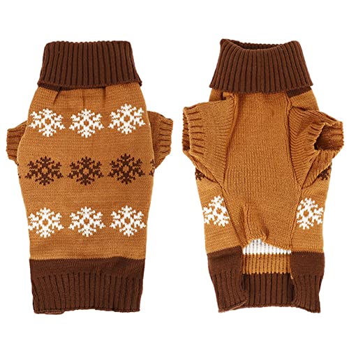 Vklopdsh Hundepullover, Winter-Schneeflocke Gedruckt Welpen Kleidung Winter Haustier Pullover für Kleine Hunde KostüM Mantel M Kaffee von Vklopdsh