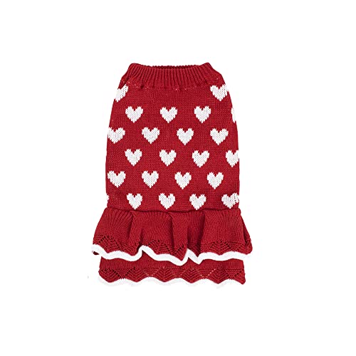 Vklopdsh Kleiner Hund Pullover Kleid Winter Warm Hund Prinzessin Kleid für weibliche Mädchen Kleid Hund Pullover Strickwaren -XL von Vklopdsh