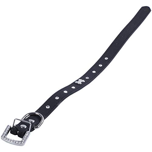 Vklopdsh SchöNe Strass Hundeknochen Halsband, SchöN Schwarz M: 2 x 42 cm von Vklopdsh