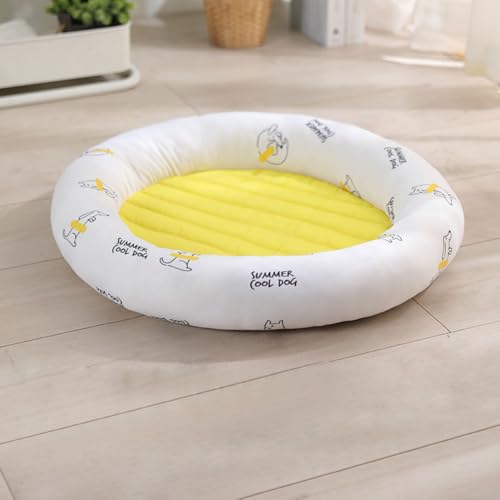 Vllcsla Hundebett 45cm Rundes Weich Kühlendes Hundebett für Sommer, Rutschfestes Haustierbett für Welpen, Beruhigendes Hundebett Super Doft Hundebetten und Couch für Katze und Hund von Vllcsla