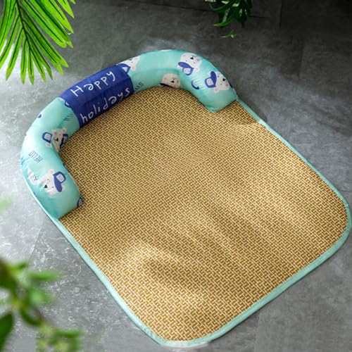 Vllcsla Hundebett Medium Waschbar mit Rattanmatten, Coole Hundebettmatte mit Erhöhtem Kissen für Sumer, M bis 2XL, 4 Größen rutschfeste Weiche Hundecouch von Vllcsla