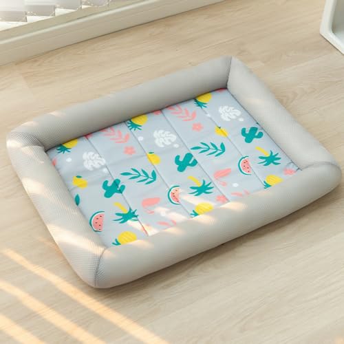 Vllcsla Hundebett Medium Waschbares Kühlendes Hundecouch für Sommer, Kaufestes Hundekissen mit Eingebauter Kühlmatte, S/M/L/XL Sommer Hundekühlbett von Vllcsla