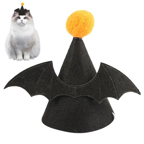 Vllold Halloween-Hut für Katze, Cartoon-Fledermaus-Hut für Kätzchen, Cartoon-Design, niedlicher Hundehut, Fledermaus-Design, weicher Katzenhut für Halloween, Weihnachtsfeier für Kätzchen von Vllold