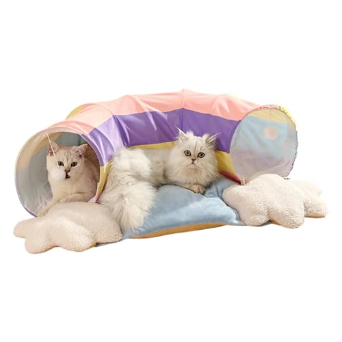 Vllold Katzentunnel für Indoor-Katzen, Regenbogen-Katzen-Spielröhre, 2-in-1 für Katzen, Welpen, Kätzchen, kleine, mittelgroße und große Katzen, Kaninchen von Vllold