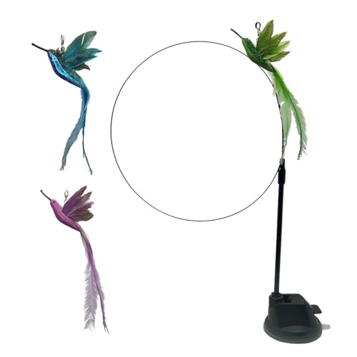 Vmiorzq Katzenfederstab, Katzenfederspielzeug,Federstab-Katzenspielzeug mit 3 Vögeln, Glöckchen, Saugnapf | Interaktiver Teaser-Stick zur Selbstunterhaltung, Katzenstab-Spielzeugset für Hauskatzen und Vmiorzq Katzenfederstab, Katzenfederspielzeug,Federstab-Katzenspielzeug mit 3 Vögeln, Glöckchen, Saugnapf | Interaktiver Teaser-Stick zur Selbstunterhaltung, Katzenstab-Spielzeugset für Hauskatzen und von Vmiorzq