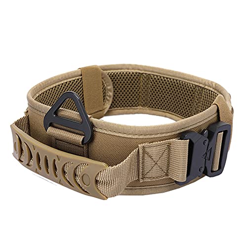 Vmokki Gepolstertes Hundehalsband 7cm Breit mit Zwei Schnalle, Kontrollgriff Taktisch Verstellbar Hunde Halsband für Große Hunde (Braun) von Vmokki