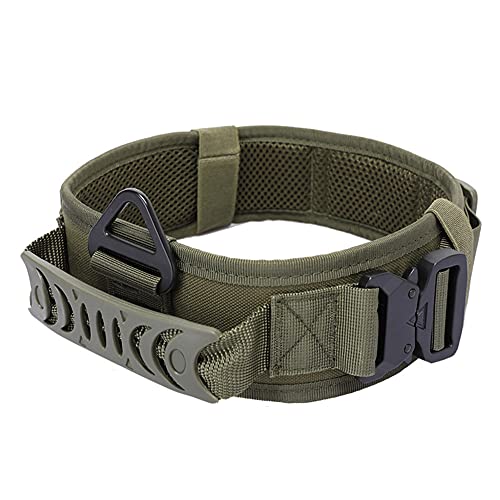 Vmokki Gepolstertes Hundehalsband 7cm Breit mit Zwei Schnalle, Kontrollgriff Taktisch Verstellbar Halsband für Große Hunde (Grün) von Vmokki