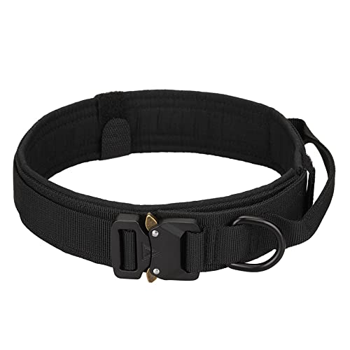 Vmokki Hundehalsband Gepolstert Taktisch mit Metallschnalle Griff Verstellbar Halsband für Welpen Mittlere Große Hunde Training Jagd Outdoor (L, Schwarz) von Vmokki