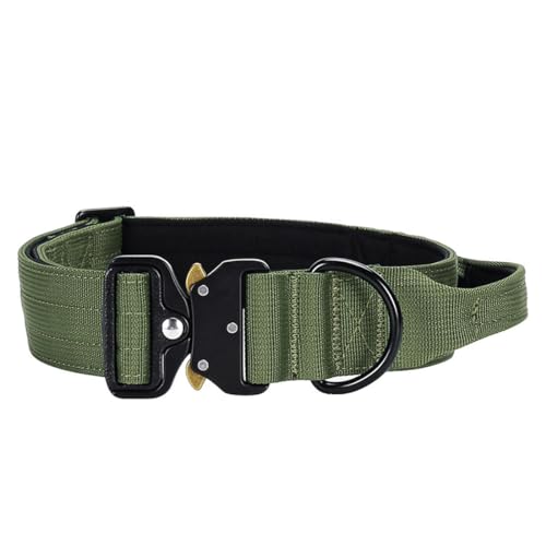 Vmokki Hundehalsband mit Metallschnalle Griff Verstellbar Weich Gepolstert Nylon für Welpen Mittlere Große Hunde (Armee-Grün, M) von Vmokki