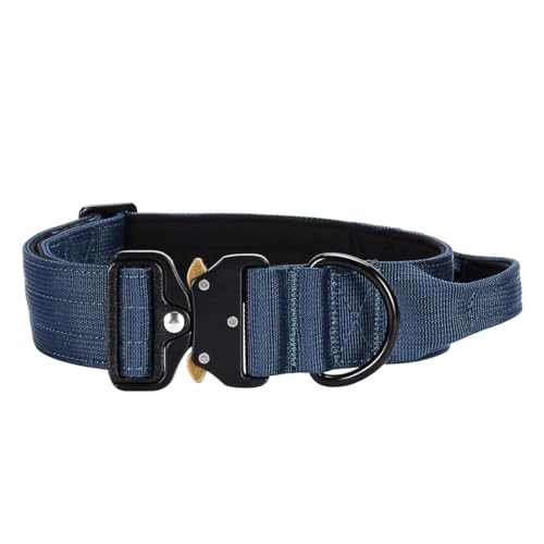 Vmokki Hundehalsband mit Metallschnalle Griff Verstellbar Weich Gepolstert Nylon für Welpen Mittlere Große Hunde (Blau, M) von Vmokki