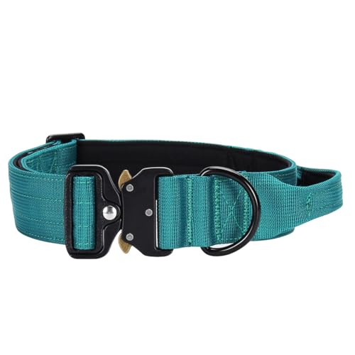 Vmokki Hundehalsband mit Metallschnalle Griff Verstellbar Weich Gepolstert Nylon für Welpen Mittlere Große Hunde (Grün, L) von Vmokki