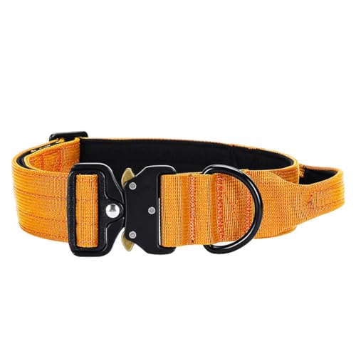 Vmokki Hundehalsband mit Metallschnalle Griff Verstellbar Weich Gepolstert Nylon für Welpen Mittlere Große Hunde (Orange, L) von Vmokki