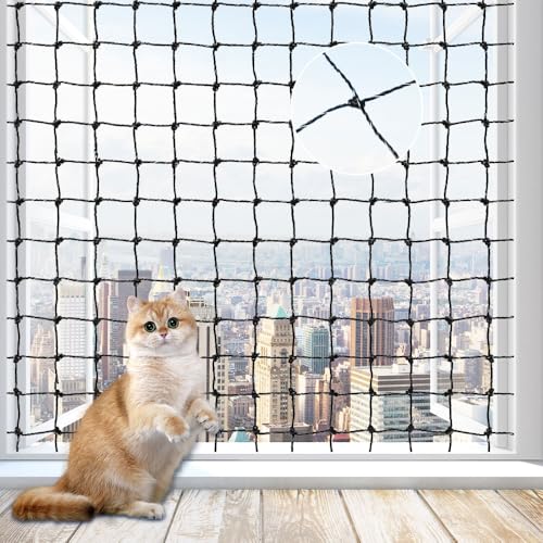 Vmxlso Katzennetz für Balkon, 8x3M Katzennetz, Katzennetz für Balkon Ohne Bohren mit 25M Befestigungsseil und Zubehör, UV-beständig Katzennetz Drahtverstärkt für Balkone Terrassen Fenster Türen Zäune von Vmxlso