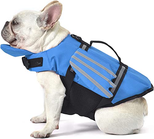 Rettungswesten für Hunde, Schwimmweste mit reflektierendem Flügeln, Schwimmweste für das Schwimmen und die Sicherheit Ihres Hundes (Blau, XL) von Vnnigmn