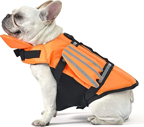 Rettungswesten für Hunde, Schwimmweste mit reflektierendem Flügeln, Schwimmweste für das Schwimmen und die Sicherheit Ihres Hundes (Orange, L) von Vnnigmn