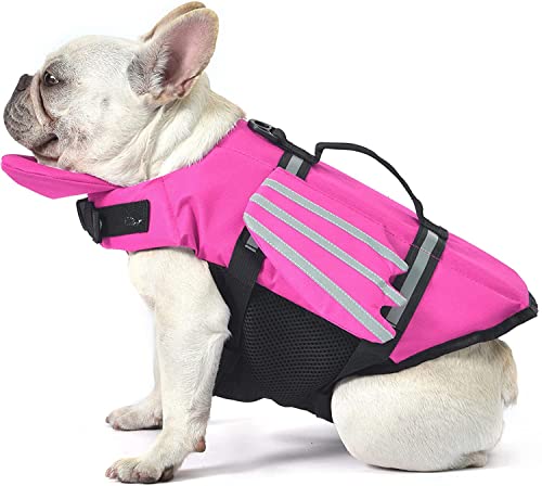 Rettungswesten für Hunde, Schwimmweste mit reflektierendem Flügeln, Schwimmweste für das Schwimmen und die Sicherheit Ihres Hundes (Rosa, XL) von Vnnigmn