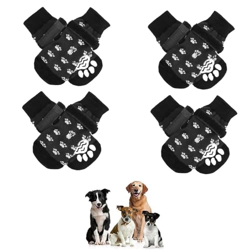 Voarge 8 Stück, rutschfeste Hundesocken, Hundesocken, die die Pfoten warm halten, verstellbarer Riemen, nicht leicht zu lösen, schwarz, 15 * 5 cm von Voarge