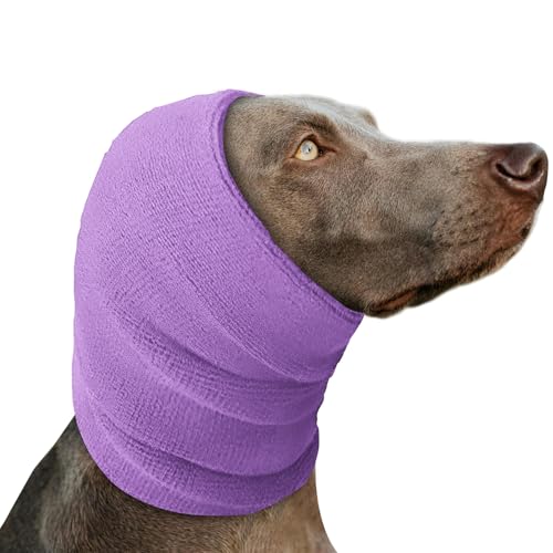 Voarge Haustier-Bandana,Hund Ohrenschützer für Hunde Gehörschutz,für Hunde-Angst, Fellpflege, Ohrenschützer, Hundeohrschutz, Beruhigend (Lila, L) von Voarge