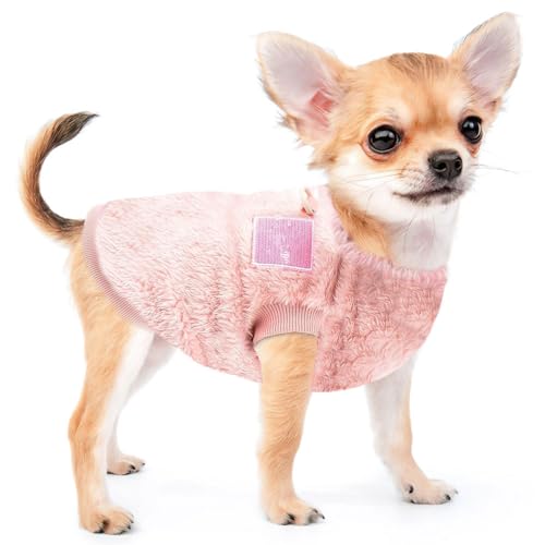 Voarge Haustier-Wintermantel aus Wolle mit D-Ring, Winter Warmer Hund Katzenpullover Kleidung Haustiermantel Kostüm Welpenpullover, Grau, M (Rosa, L) von Voarge