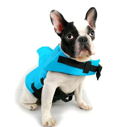 Voarge Hundebadeanzug Schwimmweste Hunde Schwimmweste Haustier Schwimmweste Blaue Haifischflosse Schwimmanzug (XL) von Voarge