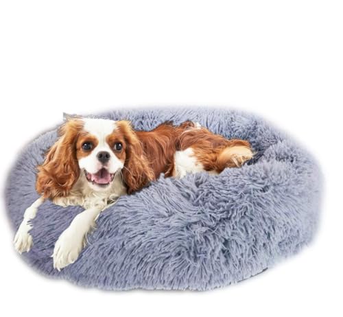 Voarge Hundebett waschbar Flauschiges Katzenbett, Hundebett Flauschig Donut Plüsch Katzenbett Hundekissen, Hundematte, Plüsch Hundekissen, Hundekörbchen für Kleine Mittlere Hunde, Katzen (Hellgrau) von Voarge