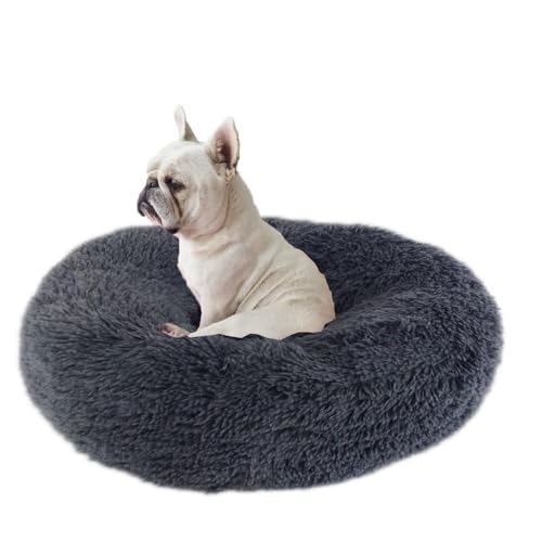 Voarge Hundebett waschbar Flauschiges Katzenbett, Hundebett Flauschig Donut Plüsch Katzenbett Hundekissen, Hundematte, Plüsch Hundekissen, Hundekörbchen für Kleine Mittlere Hunde, Katzen (Dunkelgrau) von Voarge