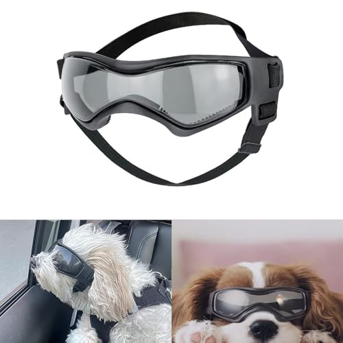 Voarge Hundebrille, UV-Schutz, Hundesonnenbrille, Haustierbrille, Sonnenbrille, verstellbar, lockere Passform, schwarz, S (M) von Voarge