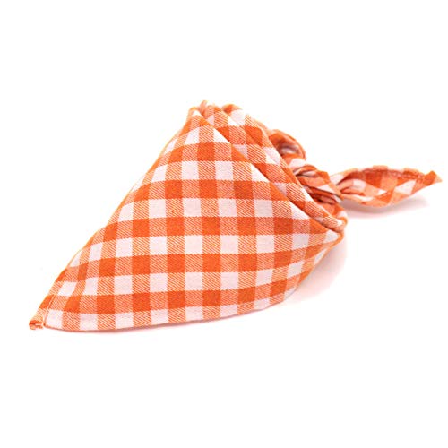 Voarge Hundeschal,Klassisches Kariertes Hundehalstuch, Bandana für Hund,Waschbare Halsdreiecke für Kleine Mittlere und Große Hunde Katzen (Orange Kariertes Halstuch, S) von Voarge