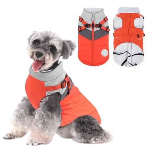 Voarge Winter Warme Hundemantel, Wasserdicht Hundemantel Kaltes Wetter,Skifahren Hundeweste Fleece Warme Hunde Jacke (Orange, L) von Voarge