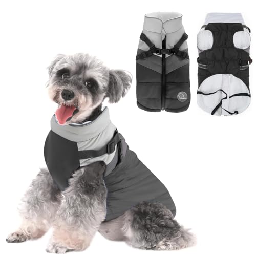 Voarge Winter Warme Hundemantel, Wasserdicht Hundemantel Kaltes Wetter,Skifahren Hundeweste Fleece Warme Hunde Jacke (Schwarz, M) von Voarge