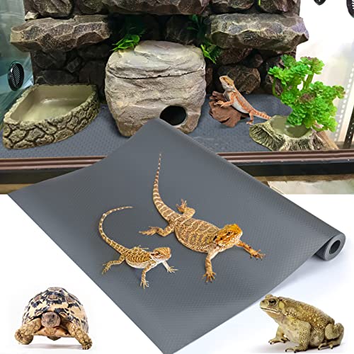 Vodolo Bartagamen-Tank-Zubehör, Reptilien-Terrarium-Teppich-Substrat für Leopard, Gecko, Eidechse, Leguan, Schlange, Schildkröte, nicht klebende Reptilien-Lebensraum-Bettwäsche (Grau, 200,7 cm) von Vodolo