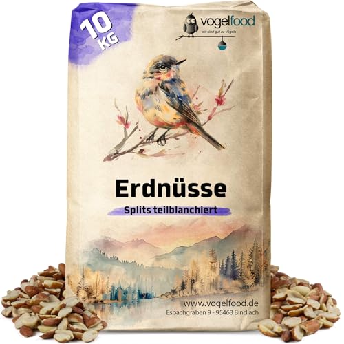 10 KG teilblanchierte Erdnusssplits Erdnüsse Splits, halbe und ganze Erdnüsse mit und ohne Haut von Vogelfood wir sind gut zu Vögeln