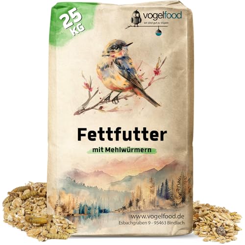 25 kg Fettfutter mit Mehlwürmern für Wildvögel von Vogelfood wir sind gut zu Vögeln