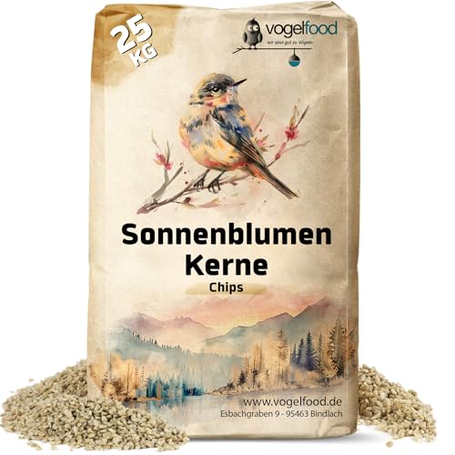 Vogelfood Sonnenblumenkerne geschält gebrochen 25 kg Bruch Vogelfutter Wildvogelfutter Winterfutter Streufutter Sommer und Winter Ideal für Jungtiere ganzjährig geschälte gehackt von Vogelfood wir sind gut zu Vögeln