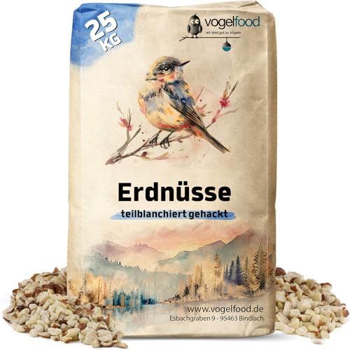 Erdnüsse teilblanchiert gehackt 25 kg geviertelt Vogelfutter Igelfutter von Vogelfood wir sind gut zu vögeln