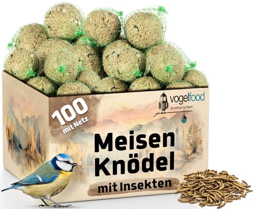 100 x 90 g =9 kg Meisenknödel mit Insekten mit Netz Vogelfutter 4 Jahreszeitenknödel Wildvogelfutter Ganzjahresfutter Fettfutter von Vogelfood