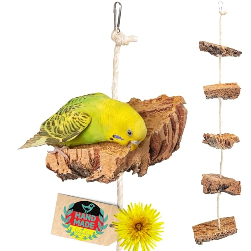 Vogelgaleria® Kork Knabberseil - das perfekte Wellensittich Spielzeug und Vogelzubehör zum Klettern und Nagen | Vogelspielzeug von Vogelgaleria