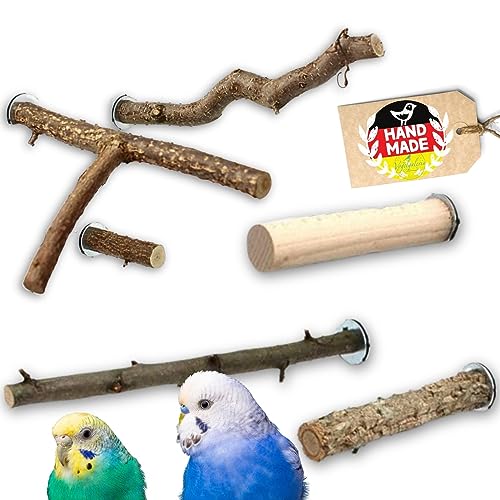 Vogelgaleria® Sitzstangen für Wellensittich Probierset Naturholz Sitzstangen - Vogelkäfig Zubehör von Vogelgaleria