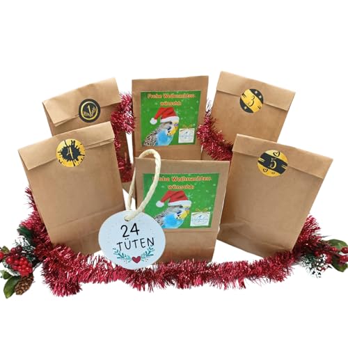 Vogelgaleria® Adventskalender für Wellensittiche & Co. | 24 x spannendes Wellensittich Spielzeug & Vogelkäfig Zubehör | Vogelspielzeug Set von Vogelgaleria