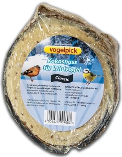 6 Kokosnuss Wildvögel 3 x Classic und 3 x Erdnuss je 180 g 6 x 180 g = 1080 g von Vogelpick