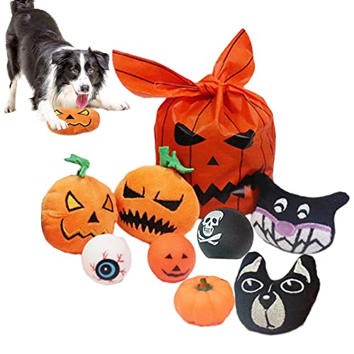 Voiakiu 4 Pcs Kleine quietschende Hundespielzeuge Halloween | 8 Teile/Satz Kürbis Geister Hund Augapfel Spinne Interaktives Hundespielzeug | Hundespielzeug und Welpenspielzeug, buntes lustiges von Voiakiu