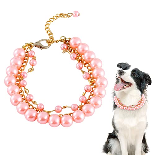 Voiakiu Hundehalsband Mädchen - Künstliches Perlenhalsband für Hunde | Katzen-Hochzeitshalsbänder imitierter Perlenhalsriemen für Hunde und Katzen von Voiakiu