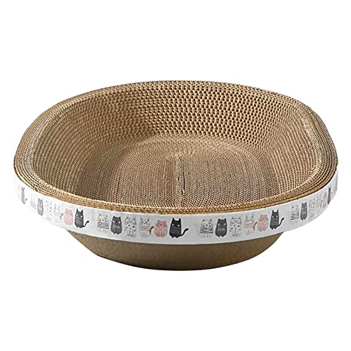 Ovaler Katzenkratzer | Katzenkratzbrett | Katzenkratzmatte | Oval Wellpappe Kratzunterlage | Karton Katzenkratzbett für Indoor Katzen Schlafen von Voihamy