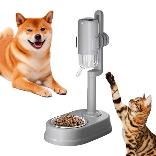 Pet Standing Water Dispenser Bowl - Pet Dog Cat Automatic Water Food Feeder Bowl Bottle Standing Dispenser - No Drip Water Dispenser For Cat And Dog von Voihamy