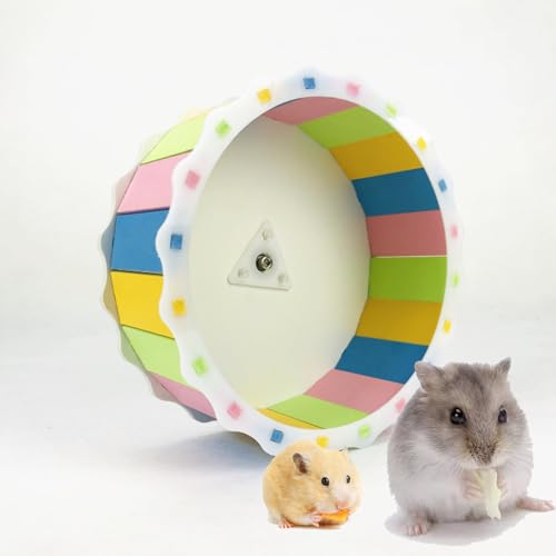 Vokowin Hamsterrad Spielzeug, Holz imitiert Hamster Laufrad Übungsrad, Rutschfester Spinner Hamsterkäfig Zubehör für Ruhe und Übung Kleine Haustier Syrische Hamster Rennmäuse 5,5 Zoll (K369-1) von Vokowin