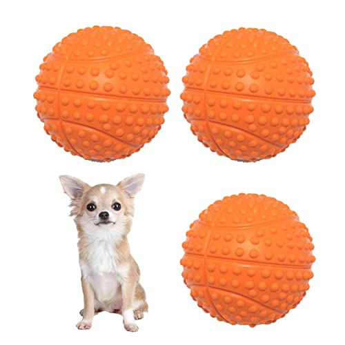 Volacopets Quietschspielzeug für Hunde, quietschende Bälle für kleine Hunde, Apportierbälle für Welpen, Orange, 3 Stück von Volacopets