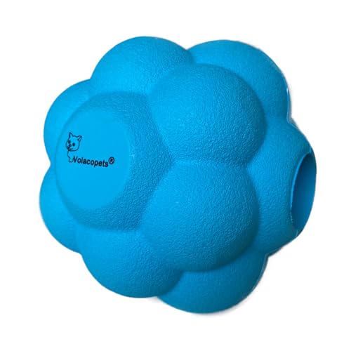 Volacopets Tumbler Ball für Hunde, Apportierspielzeug, Indoor und Outdoor, Gummi, langlebiges Kauspielzeug für mittelgroße und große Hunde, Blau von Volacopets