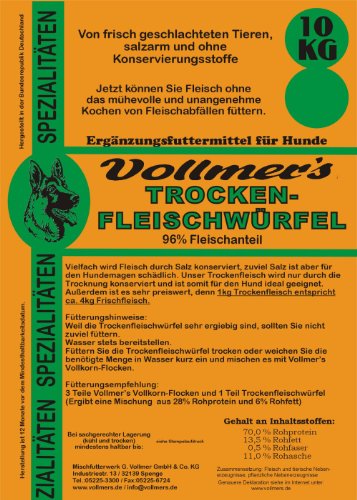 Vollmer's 37113 Hundefutter Trockenfleischwürfel 25 kg von Vollmer's